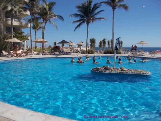 aqua aerobics swimming pool barcelo grand faro los cabos