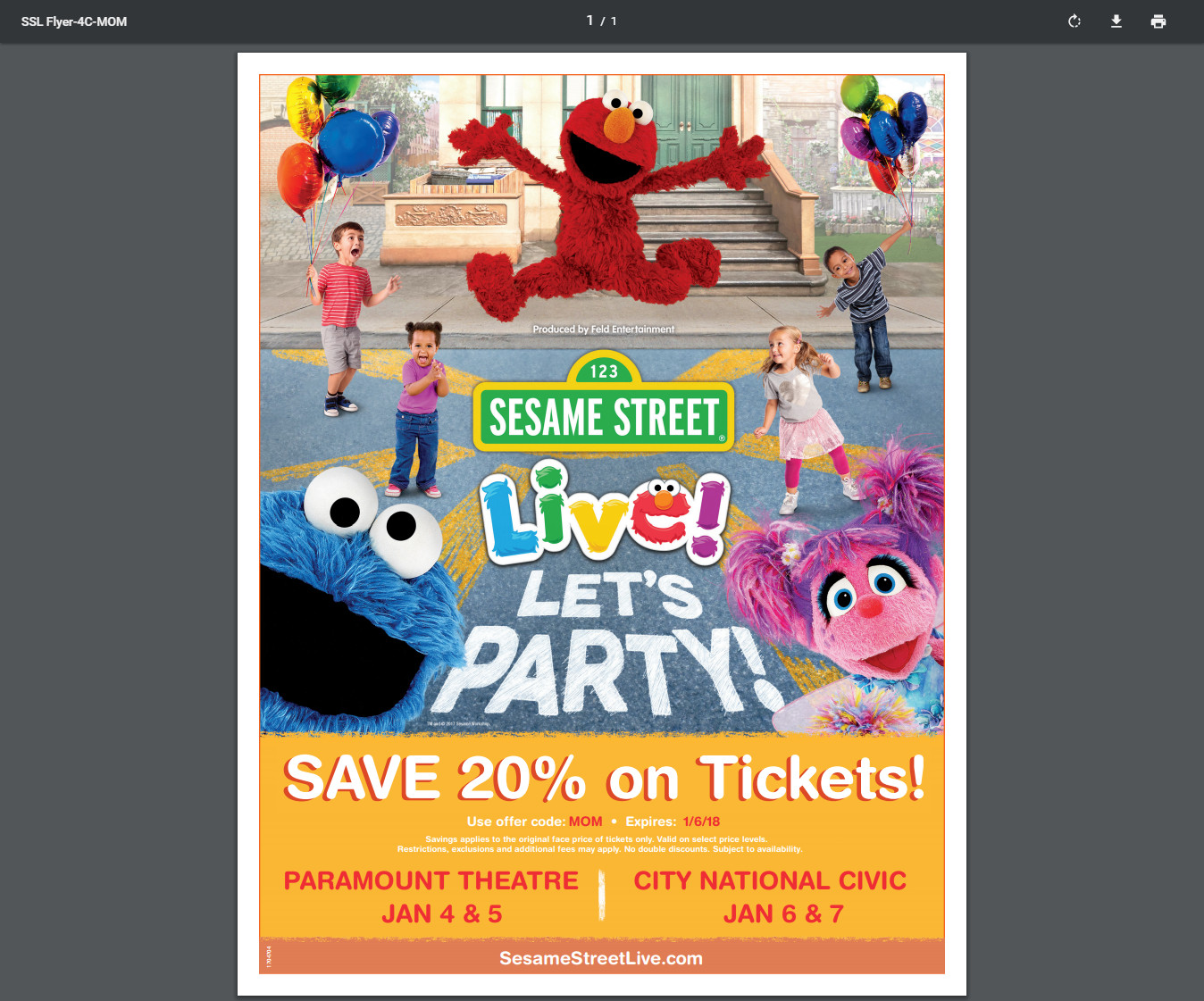 sesame street lets party promo code